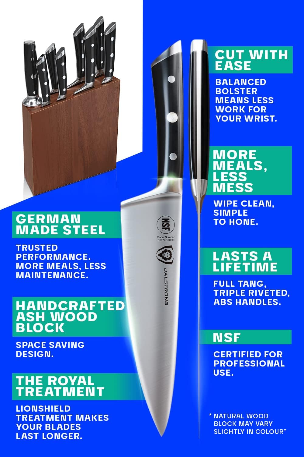 Dalstrong Knife Set Block - 8 Piece - Gladiator Series - German High Carbon Steel - Premium Food-Grade Black ABS Polymer Handles - NSF Certified: Home & Kitchen