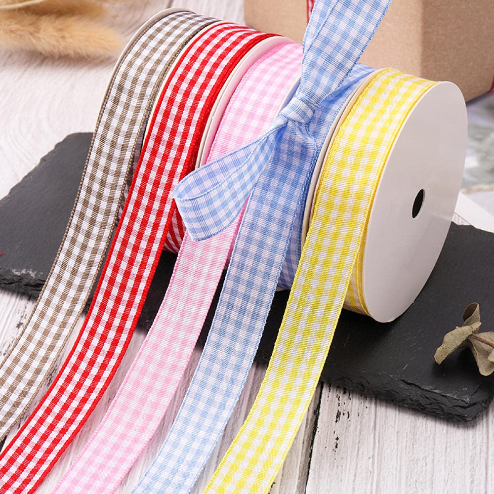 Ribbons For Gift Wrapping Ribbon For Fabric Satin Ribbons Ciasto Wstążka Prezent Prezent Pudełko Dekoracyjne Z Ręcznie Robionym Materialem Diy Plaid Ze Wstążką Wstążki Kwiaty Opakowania Wstążka-Żółty