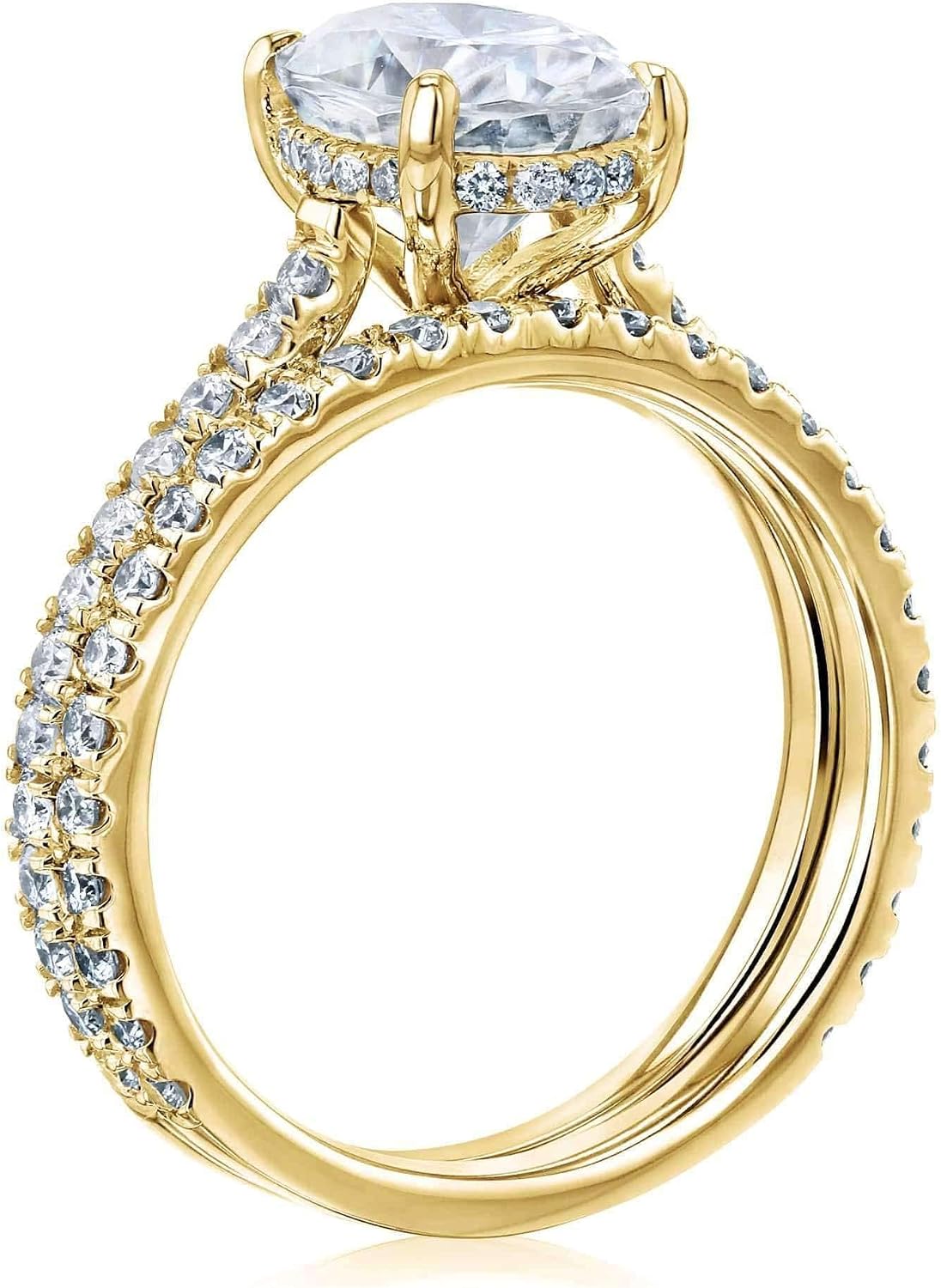 Kobelli 2.1ct Oval Forever One Moissanite Drop Halo Bridal Set