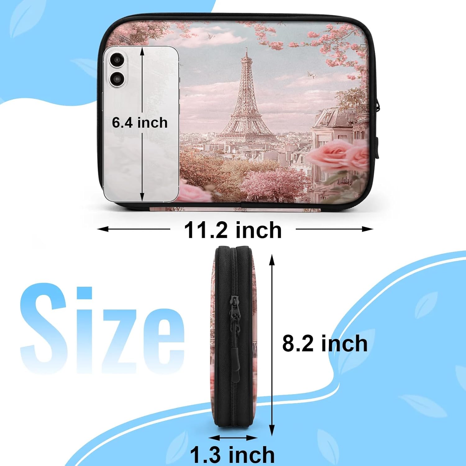 Cable Organizer Pink Roses Paris Electronics Travel Organizer Case Tech Accessories Pouch Waterproof Cord Storage Bag for Power Bank Charger Phone Earphone