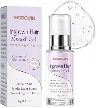 MOROVAN Ingrown Hair Smooth Gel, Razor Bump & Ingrown Solution with BHA (Salicylic Acid), AHA & Niacinamide. Post-Shave & Waxing Care, Soothes Skin, 1.7 oz