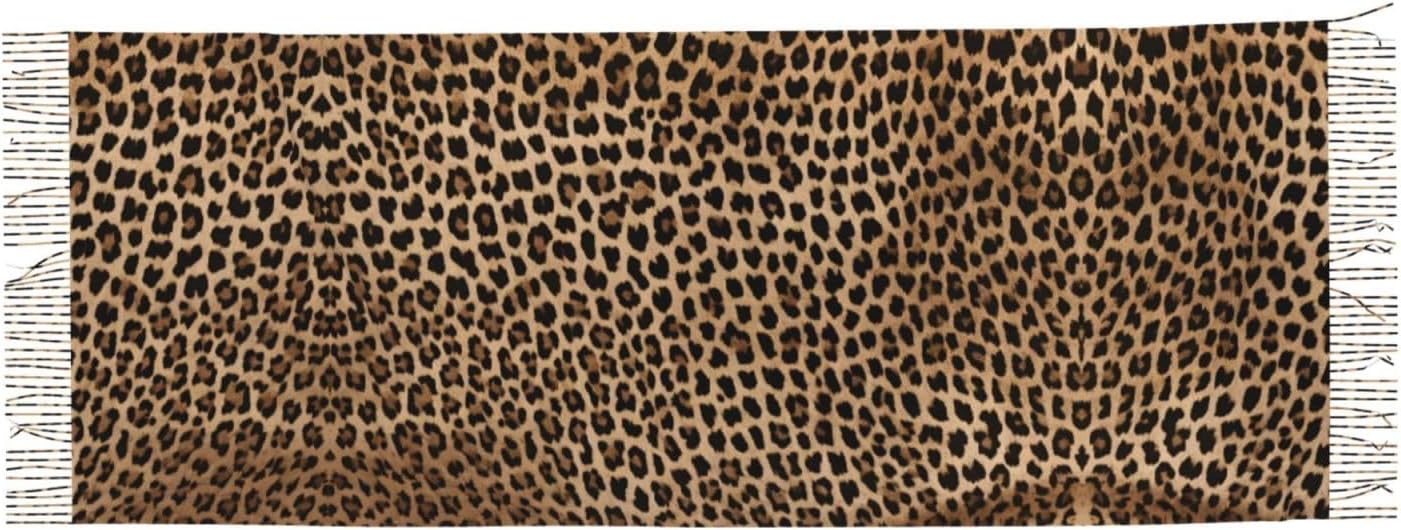 (Wild Leopard Animal) Women's Soft Warm Scarf Large Plush Shawl Wrap with Fringe Fashion Winter Scarves for Cold Weather