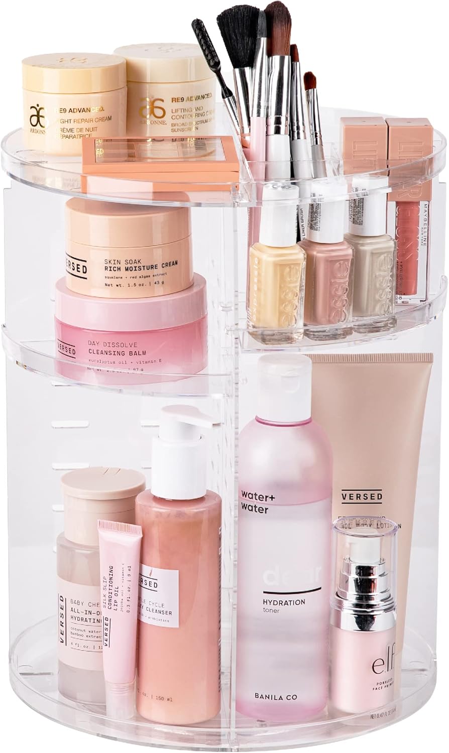 Masirs 360 Rotating Clear Makeup and Cosmetic Organizer