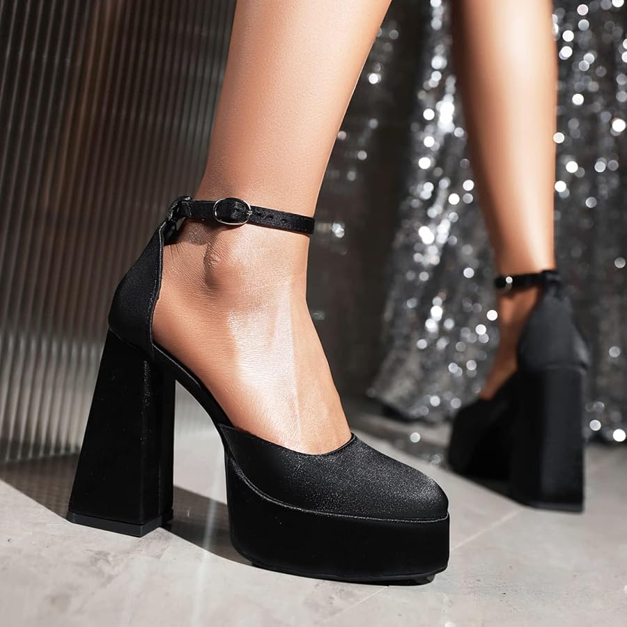 Amazon.com | Women's Platform Chunky Heels Closed Toe Block Heel