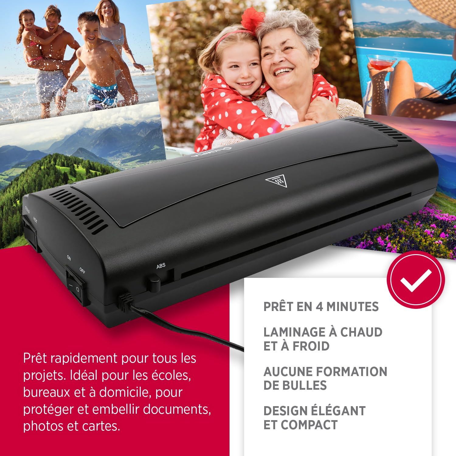 Olympia Plastifieuse A4 4 en 1 avec arrondisseur d'angle, coupe-papier et films de plastification