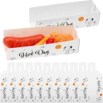 Beaupretty Hot Dog Wrappers Hot Dog Containers 100 Disposable Paper Box for Snack Box Disposable Food Containers Oilproof Paper Hot Dog