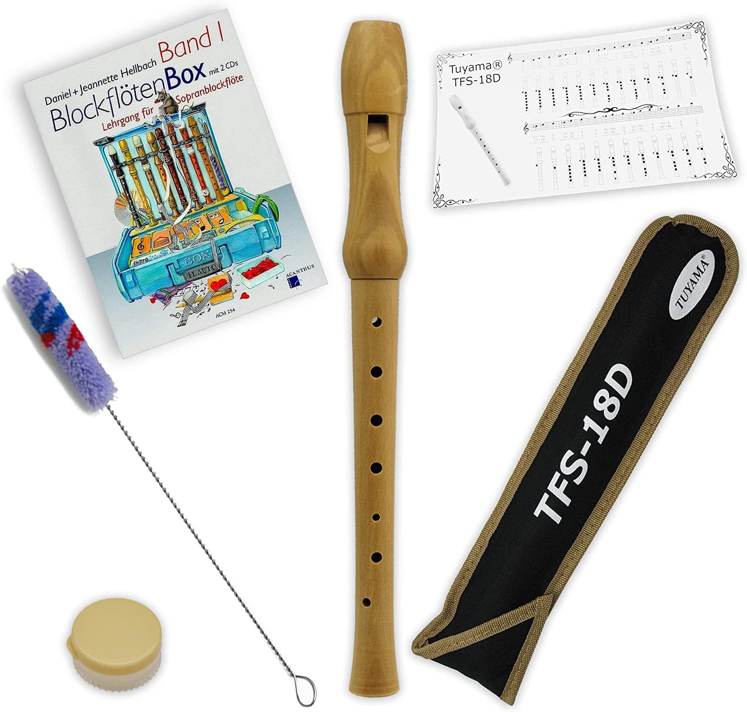 Starter-Bundle Tuyama® TFS- 18D Blockflöte aus Ahornholz (deutsche ...