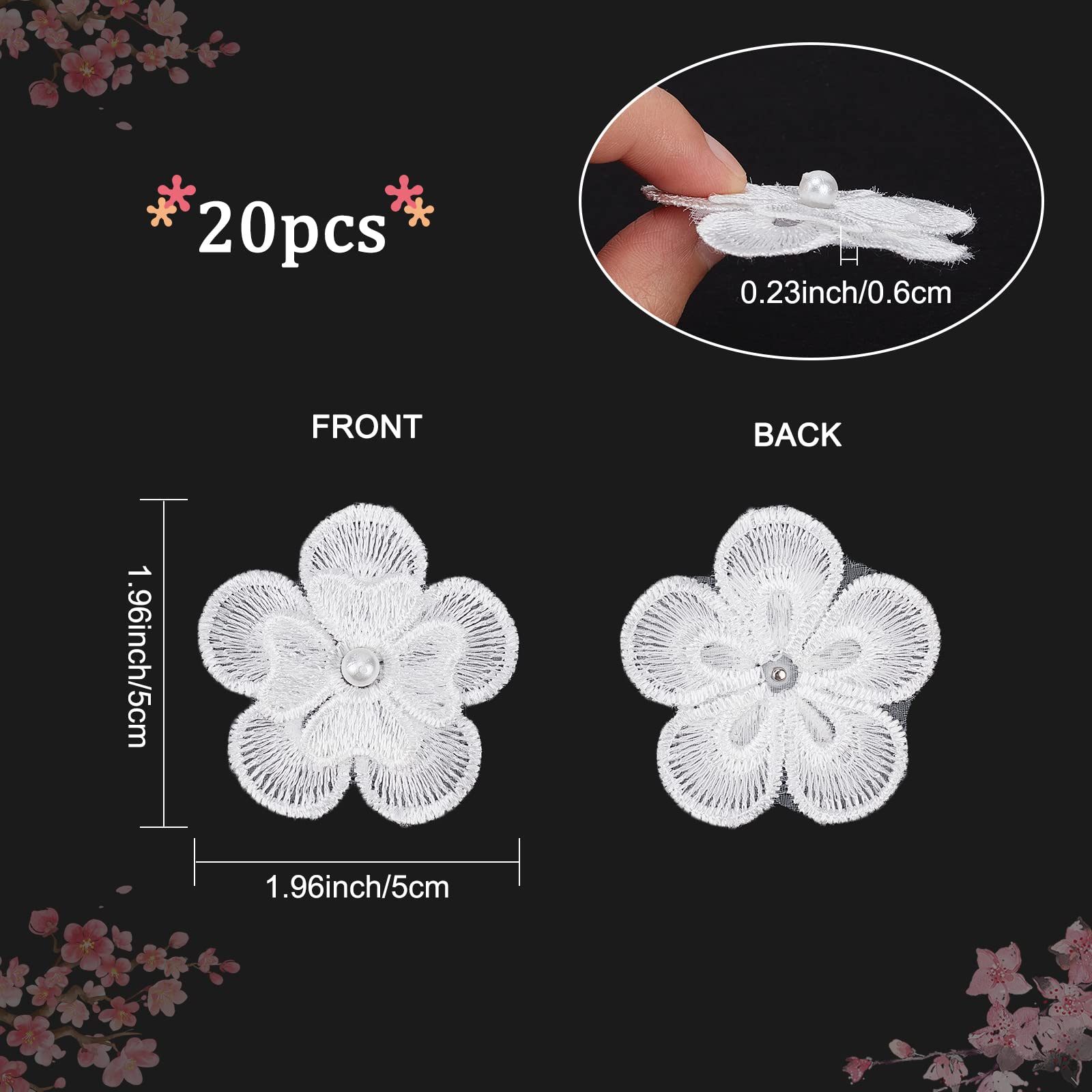 Strass A Coudre GORGECRAFT 20 Pcs Blanc Broderie Fleurs Coudre Sur Des Patchs 3D 2 Couches 8 Pétale Dentelle Fleur Avec Imitation Perle Dentelle Appliques Brodées Pour Mariage Robe De Mariée Embellissement Strass A Coudre GORGECRAFT 20 Pcs Blanc Broderie Fleurs Coudre Sur Des Patchs 3D 2 Couches 8 Pétale Dentelle Fleur Avec Imitation Perle Dentelle Appliques Brodées Pour Mariage Robe De Mariée Embellissement