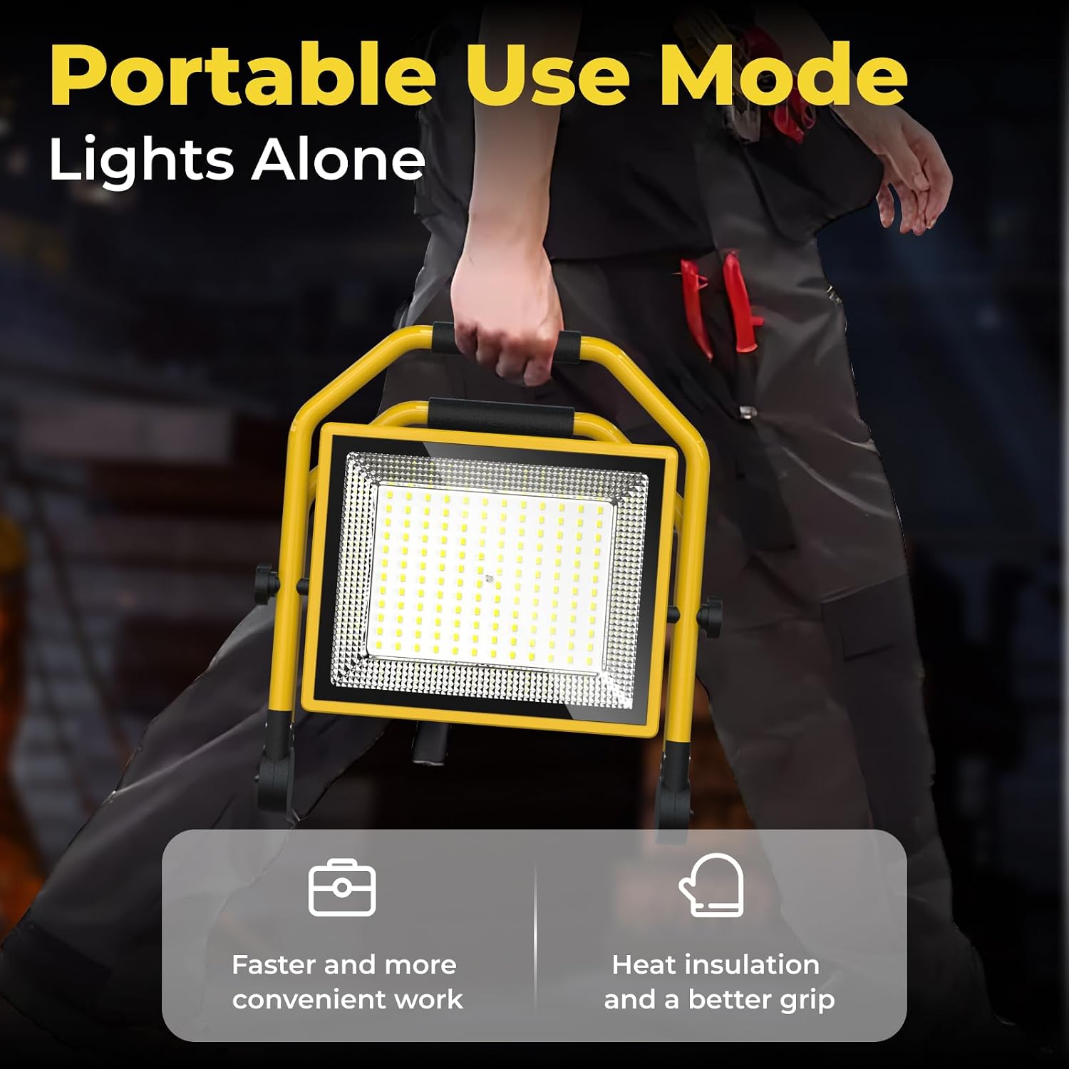 Portable 8400 Lumen LED Work Light, 16FT Cord, Waterproof, Adjustable Stand Ideal for Indoor/Outdoor Workshops, Garages and Construction Sites