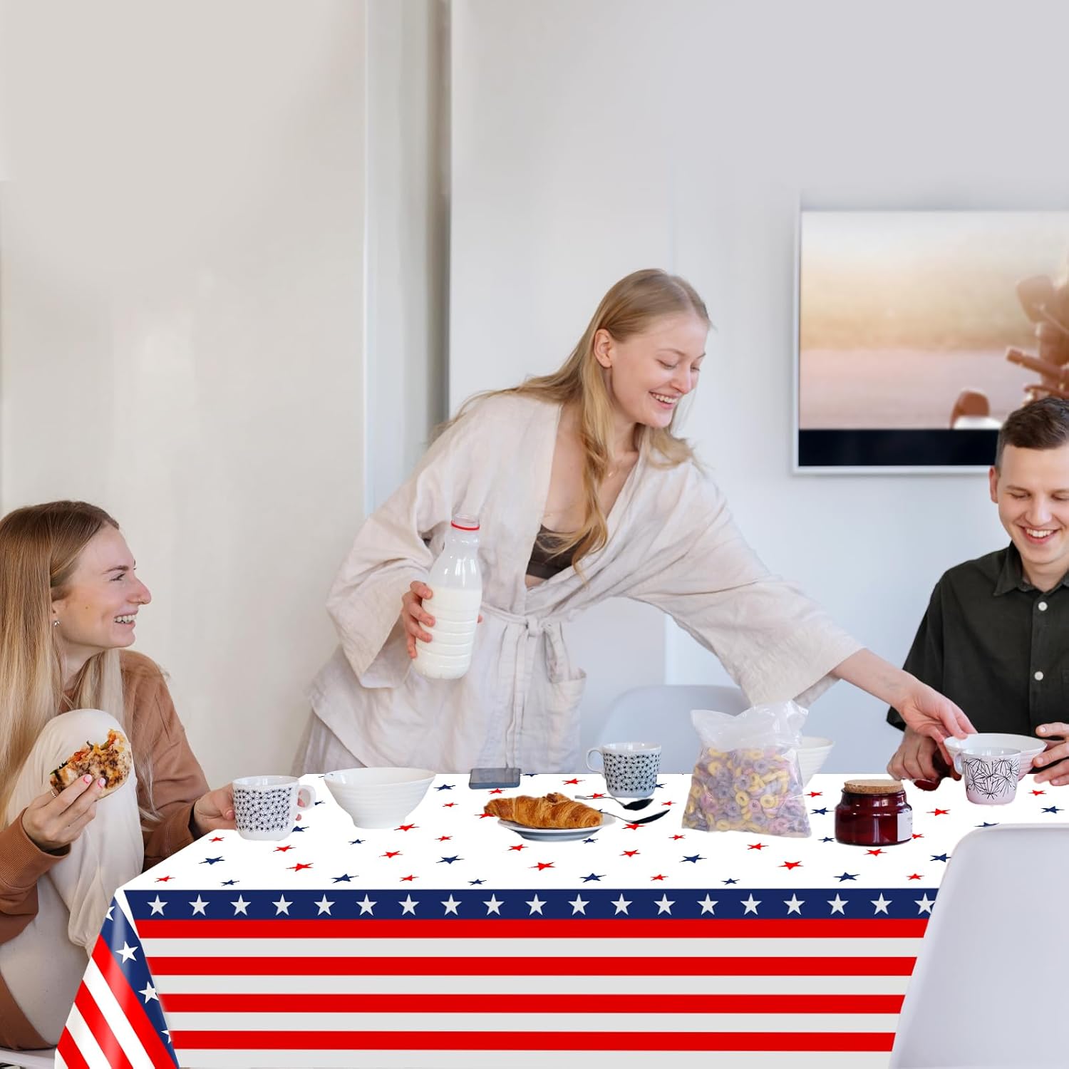 3 pcs Patriotic Tablecloths Red White and Blue Plastic Tablecloth Disposable 108 x 54 inch Birthday Memorial Day 4th of July Indoor Outdoor Labor Day Decorations