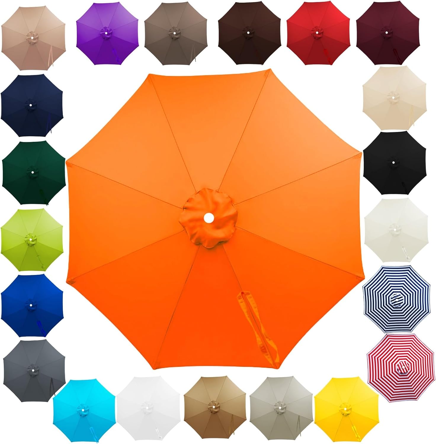 Patio Umbrella Replacement Canopy for 6/8 Ribs 9 ft 10ft 11.5ft 13ft Market Outdoor Table Umbrella Replacement Canvas Replacement Parasol Canopy