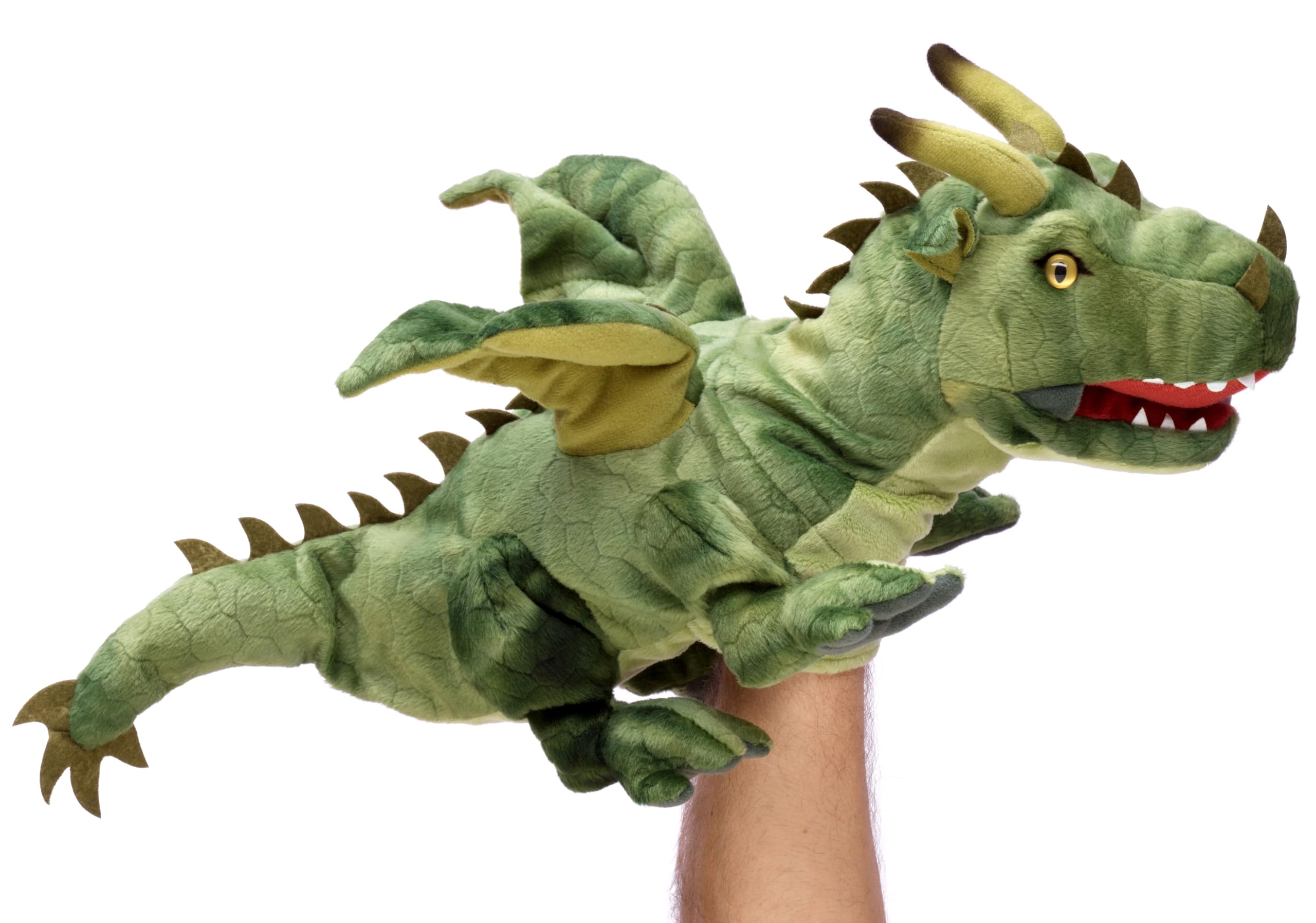 Uni-Toys - Marionnette Dragon (Vert) – 49 cm (Longueur) – Peluche, Doudou