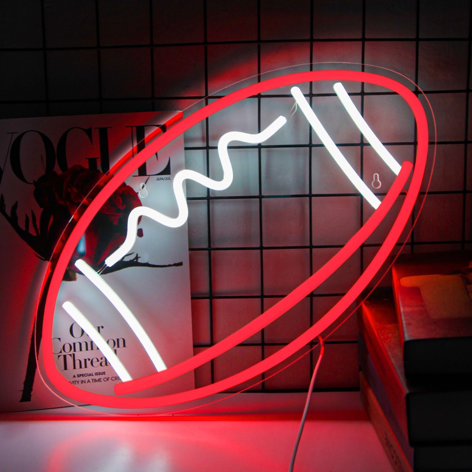 Football Neon Sign for Wall Decor, Football Shaped Neon Light, Football LED Neon Signs for Man Cave, Boys, Teens, Bedroom and Game Room, Gift for Football Fans Teens