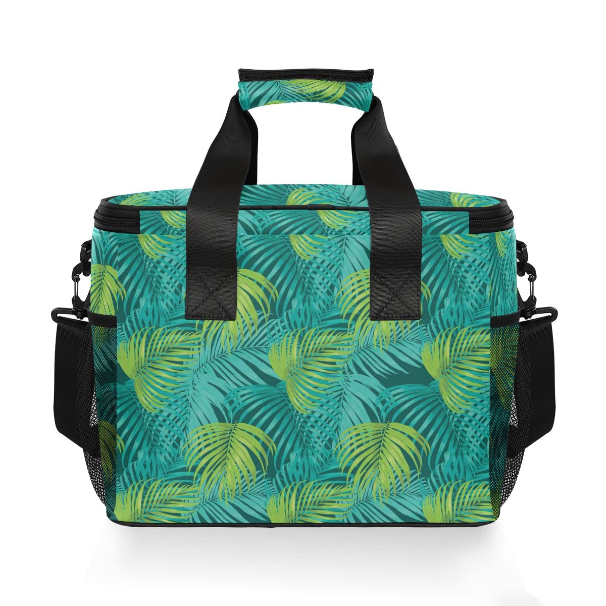 Bolsa de picnic de 15 L, 24 latas, bolsa de almuerzo aislada con hoja de palma, bolsas para viajes, camping, barbacoa, actividades al aire libre, asas, correa para el hombro