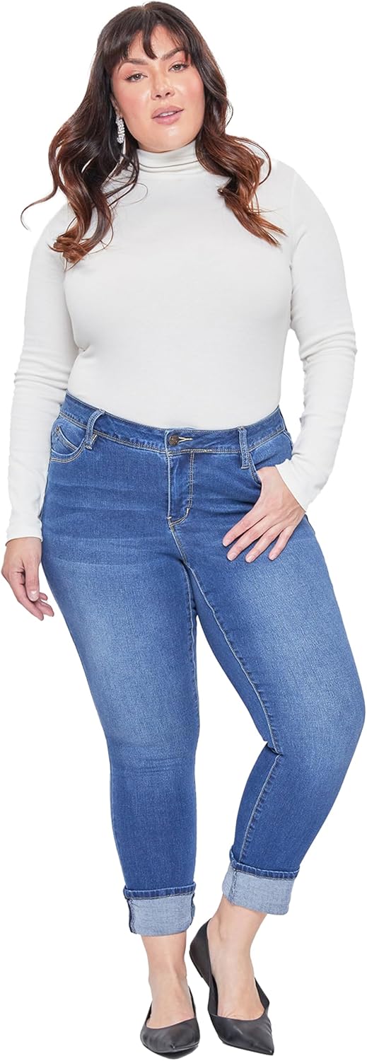 Royalty for Me Womens Women's Plus Size Wannabettabutt Mid-Rise Mega Cuff Ankle Jean - Image 3