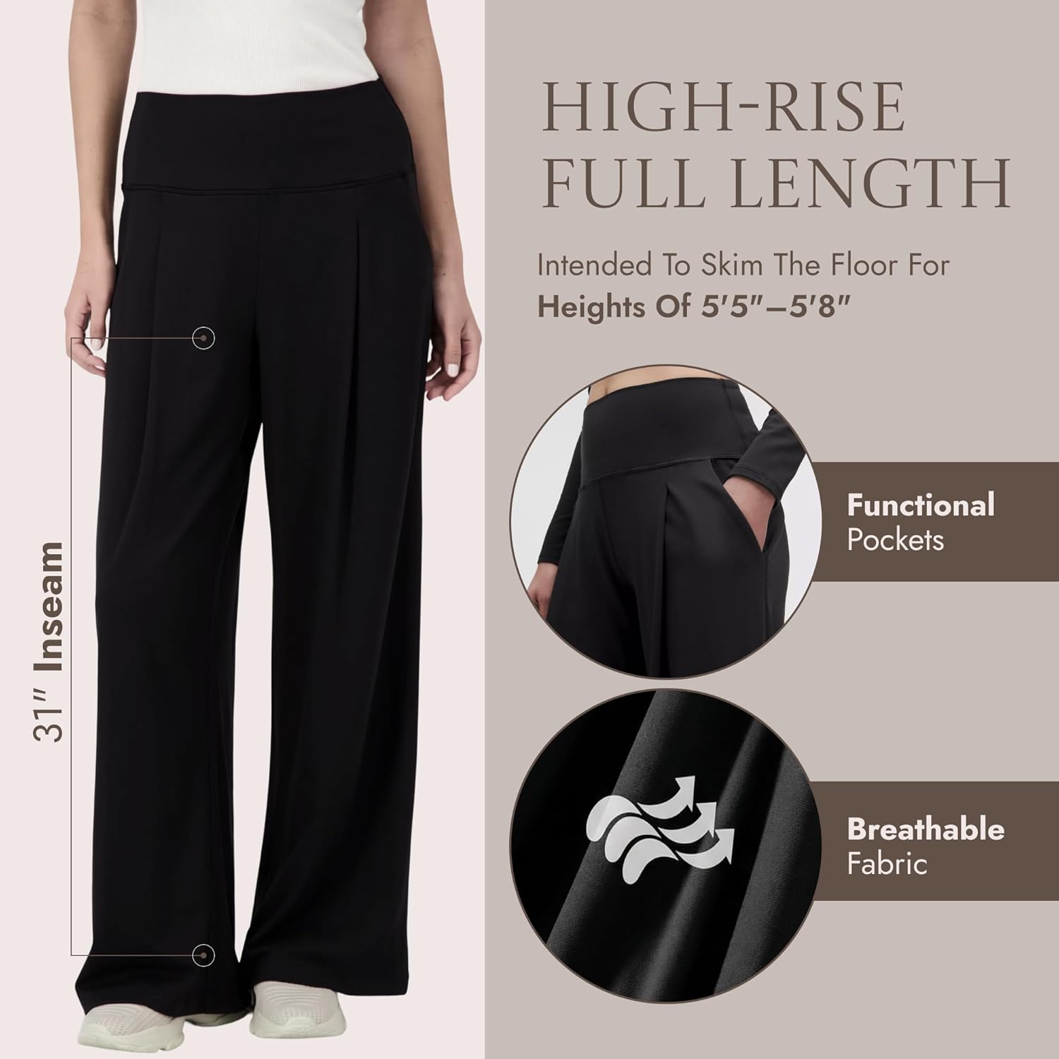 Harmony & Balance Wide Leg Sweatpants for Women Yoga Pants- Comfy Loose Casual Palazzo Lounge Pants with Pockets