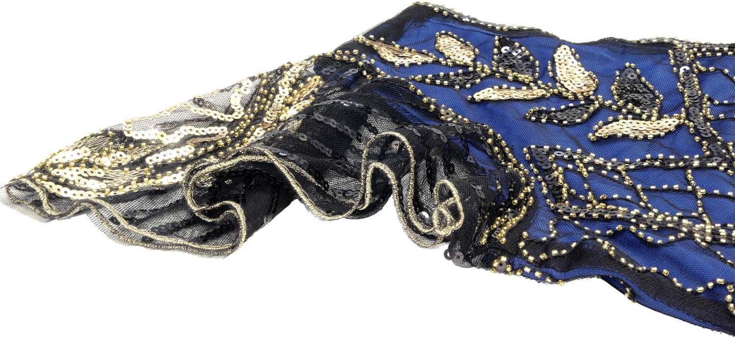 Women 1920s Sequin Beaded Tassels Hem Flapper Dress with 20s Headband Accessories Set