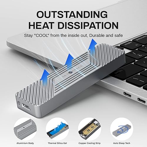 Miniatura 4 de Aluminio M.2 SATA SSD Lector USB 3.2/3.1 Gen1 6Gbps USB-C, Plug and Play, Soporte UASP Trim para M2 SATA NGFF 2230/2242/2260/2280 B-Key/B+M Key SATA