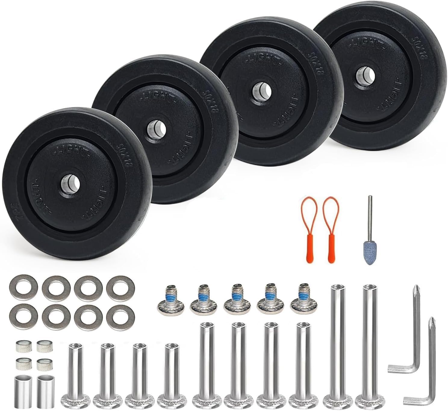 Luggage Suitcase Wheels Replacement Kit, 4 Pieces, 2 inch/50mm TPE Bearing Wheels, Lightweight, Smooth Inline Casters and Spinners for Suitcases, Trolley Bags