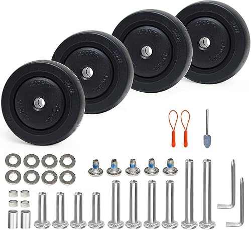 Luggage Suitcase Wheels Replacement Kit, 4 Pieces TPE Bearing Wheels, Smooth Inline Caster and Spinner Roller for Suitcase, Trolley Bag, Black, 50mm Wheels, Spinner Wheel/Inline Roller
