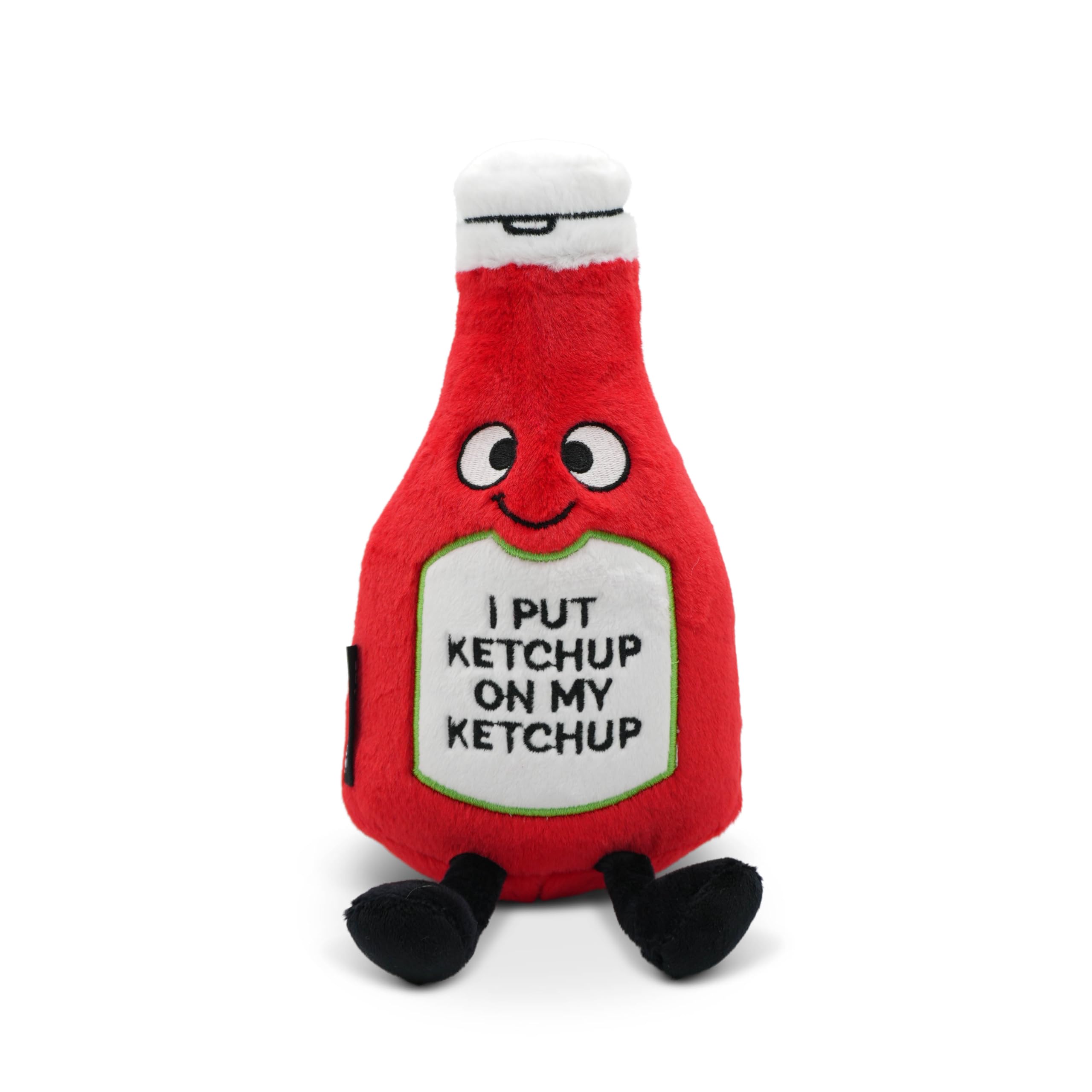 Punchkins “I Put Ketchup On Everything” Plush – Funny Ketchup Bottle Pun Stuffed Toy, Soft Weighted Novelty Food Plush Gift for Teens &amp; Adults