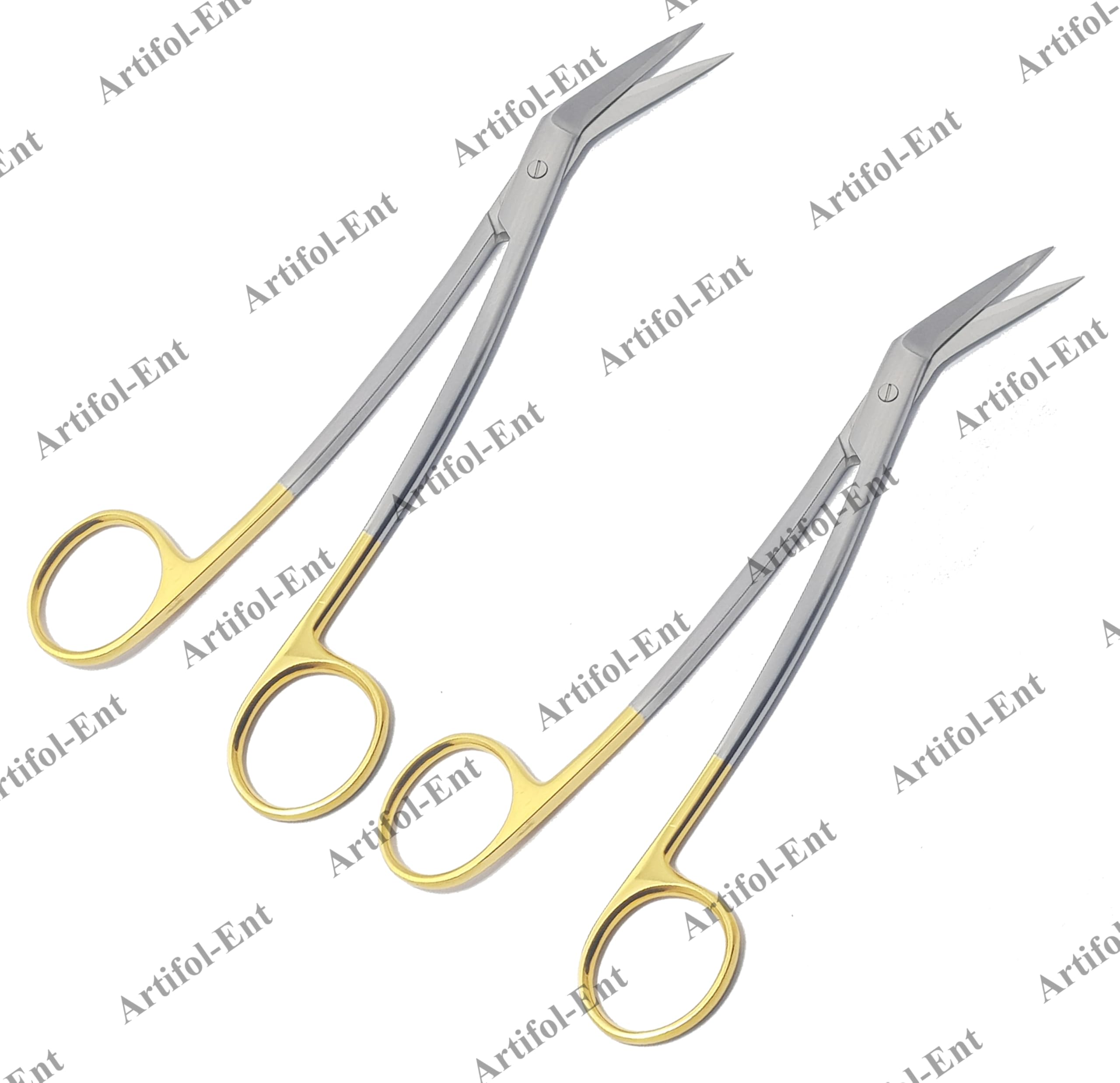 TC Locklin Gum Scissor Angled 16cm 25° Curved 2-Piece Set #S5011 - Precision Dental Instrument