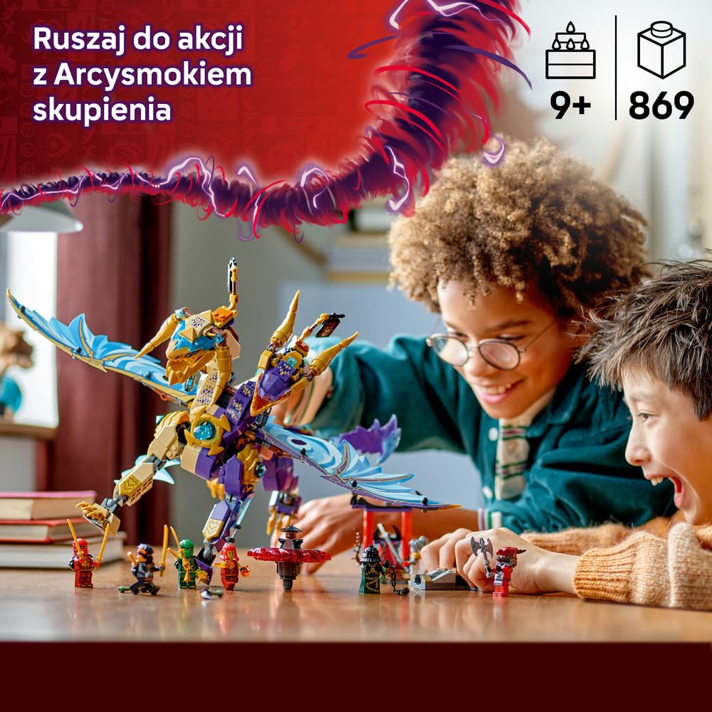 LEGO NINJAGO Arcysmok skupienia 71836 | smok ninja, zabawka akcji, prezent dla chłopca i dziewczynki 9+, przygoda ninja, 869 elementów