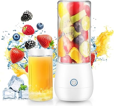 Portable Blender for Shakes and Smoothies with 4 Blades, Personal Blender 15 Oz Personal Size Blenders Rechargeable BPA Free Portable Smoothie Blender for Travel Home Office Gym