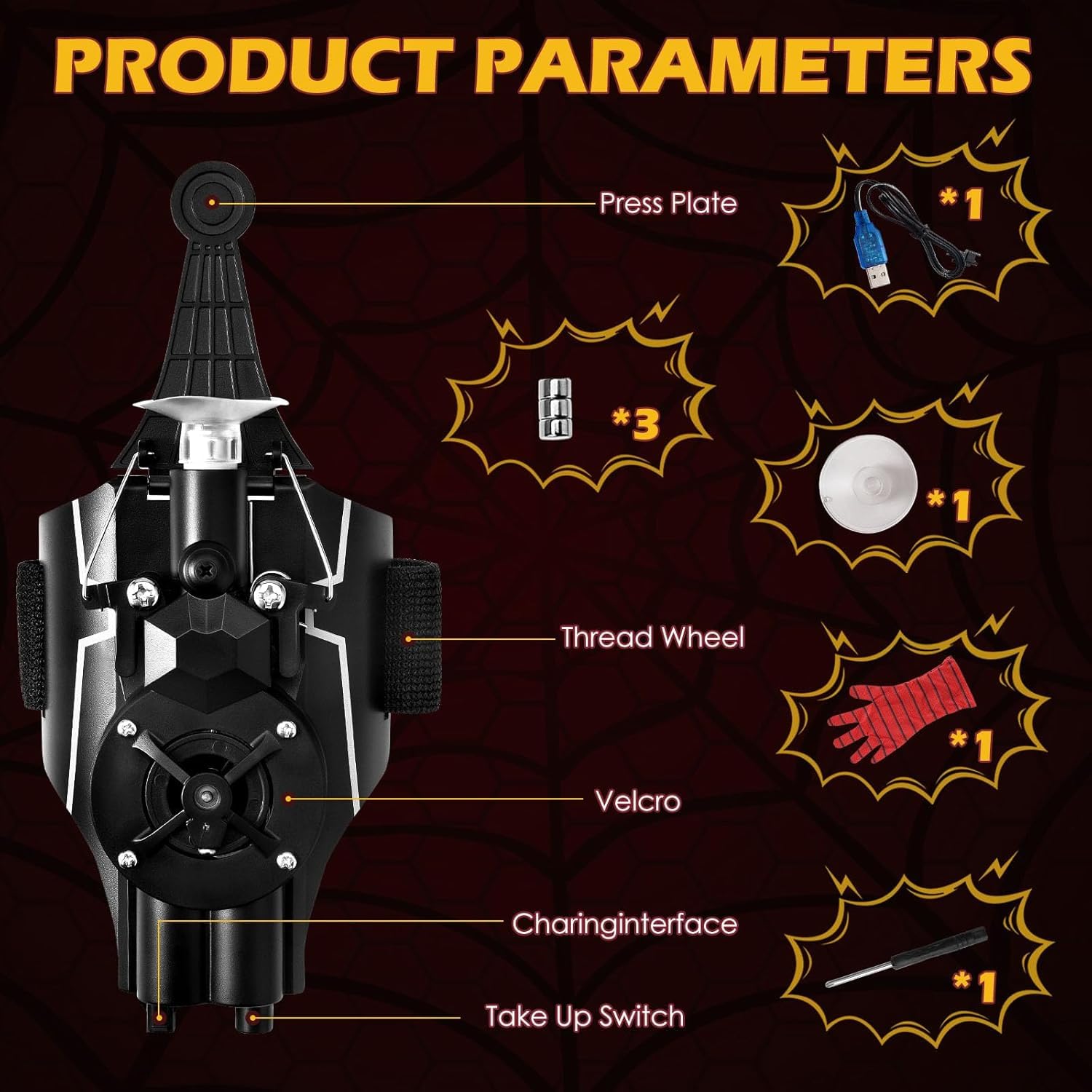 Towwoo Spider Web Shooter, Spara Ragnatele con Launcher Guanti per Bambini, Spider Web Launcher in Plastica per Cosplay