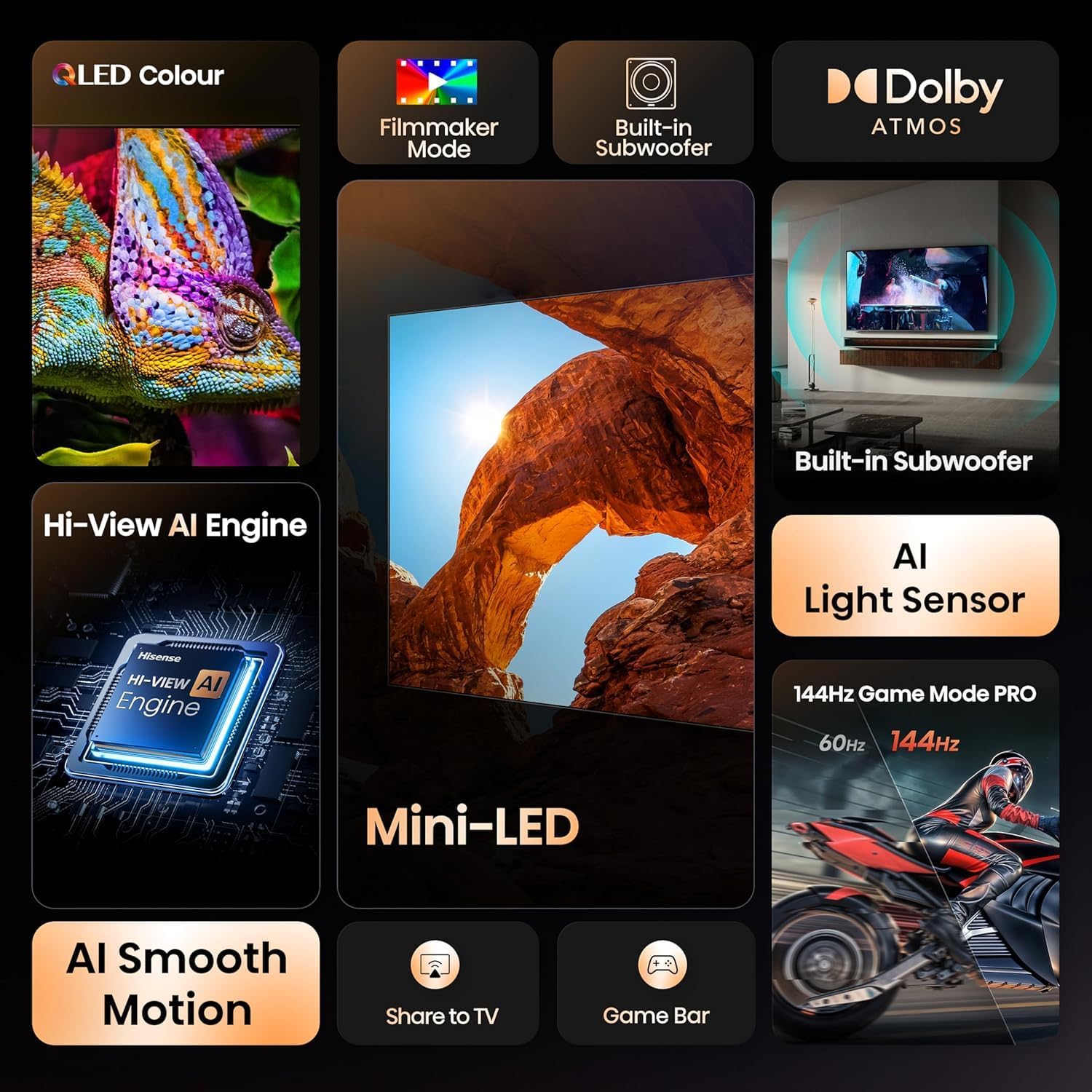 Hisense 75-Inch U7Q Series Mini-LED ULED 4K UHD Smart TV - QLE... - view 2