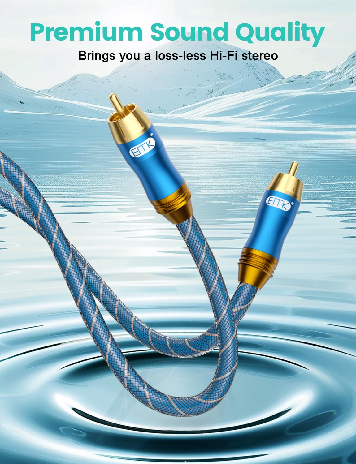 EMK Cable de audio coaxial digital para audiófilo, 75 ohmios, SPDIF, cable coaxial de subwoofer RCA a RCA con núcleo OFC y blindado (2 m, 2 unidades)