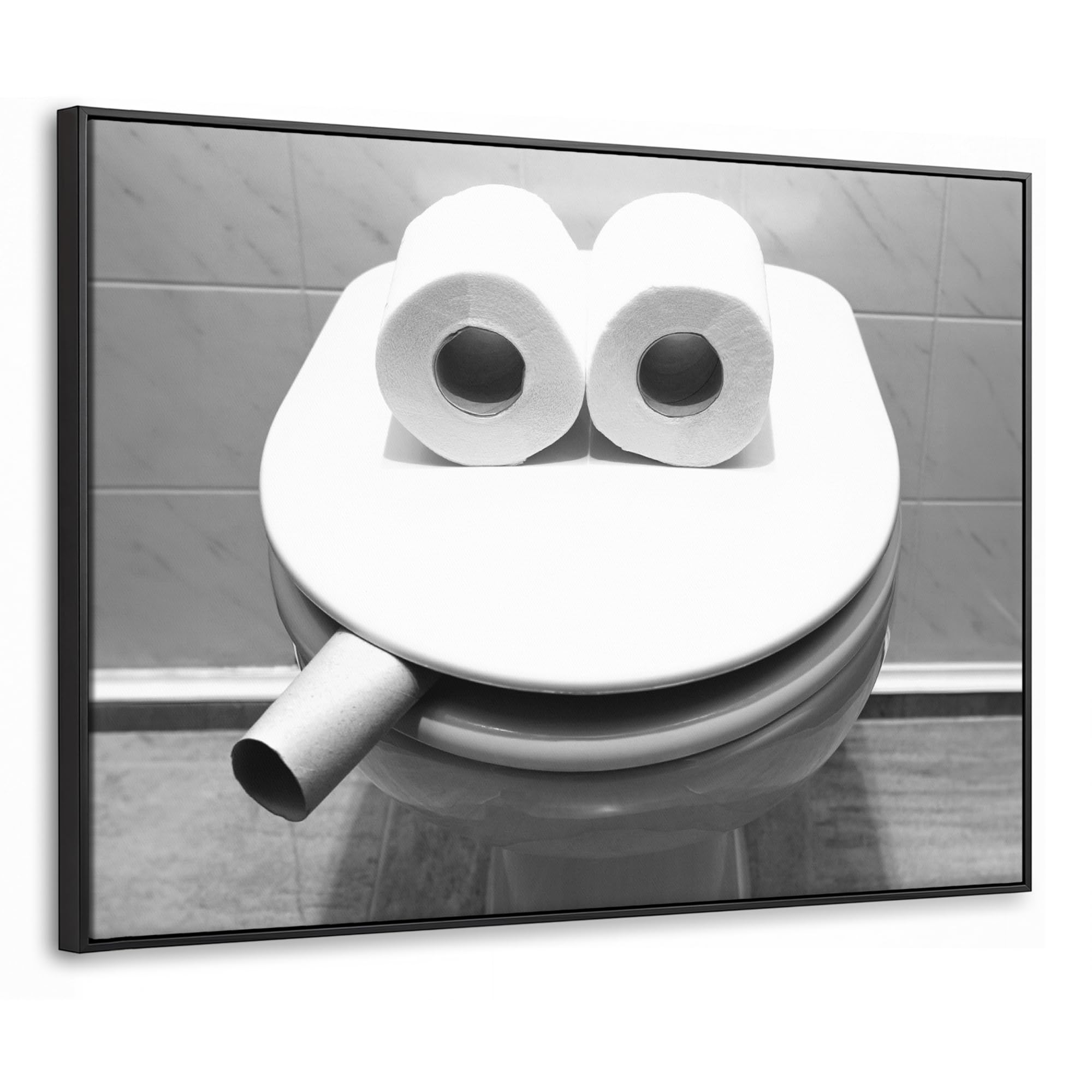 OnlyWow© Gemälde Mit Rahmen 80x60 cm Wohnzimmer Deko Modern Wandbild Kunstdruck auf Leinwand Bild Room Decor Geschenke WC - Toilettensitz - Lustig - Toilette