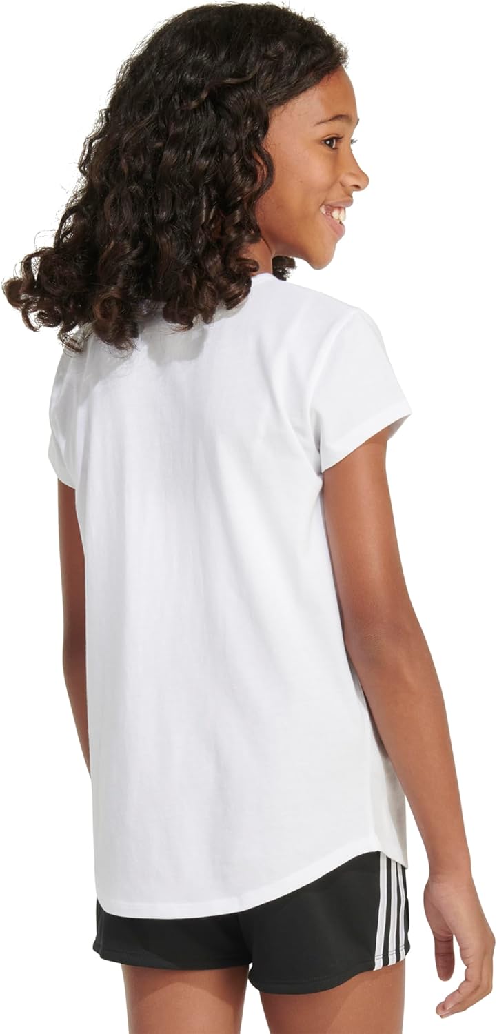 adidas Girls' Short Sleeve Scoop Neck Tee T-Shirt - Image 4