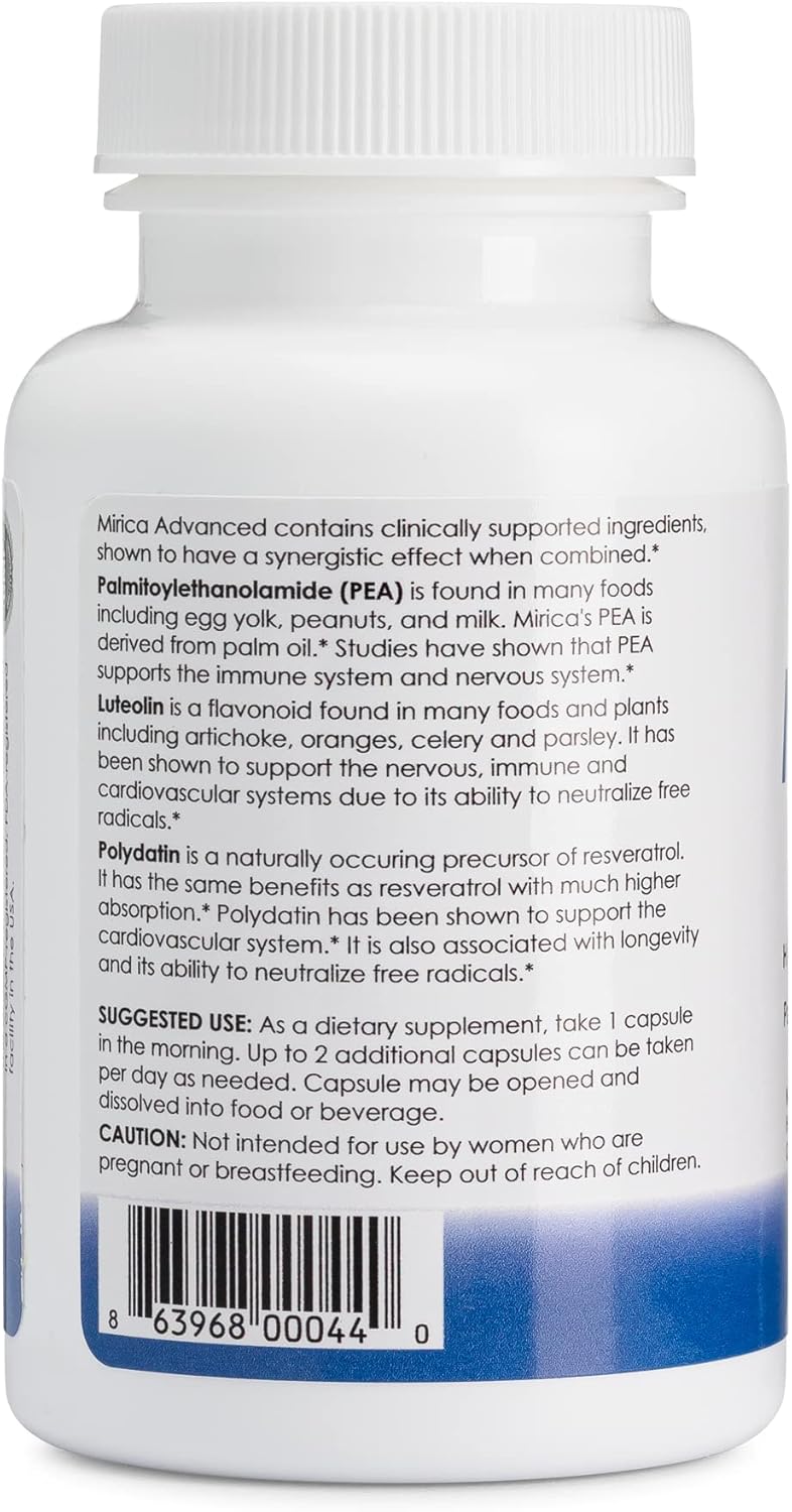 Mirica Advanced - High Absorption Formula, Palmitoylethanolamide (Pea) Luteolin and Polydatin, Nervous System Support Capsule, 60ct - Image 3
