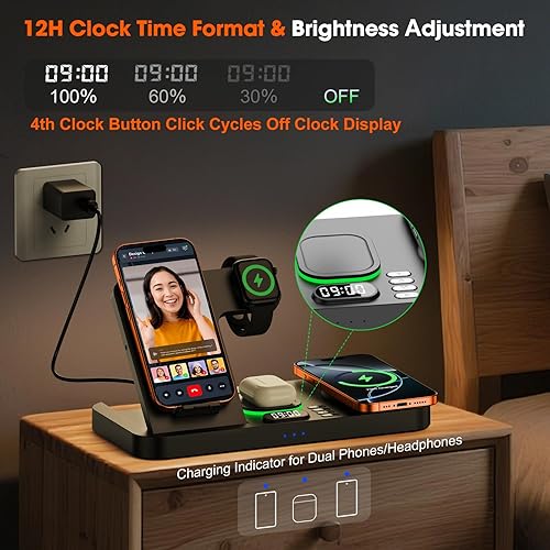 Miniatura 4 de Estación de carga inalámbrica magnética de doble teléfono para el ecosistema Apple, estación de carga inalámbrica para dispositivos Apple con