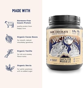 Earth Fed Muscle Nocturnal Casein Protein, Dark Chocolate, 23 Servings