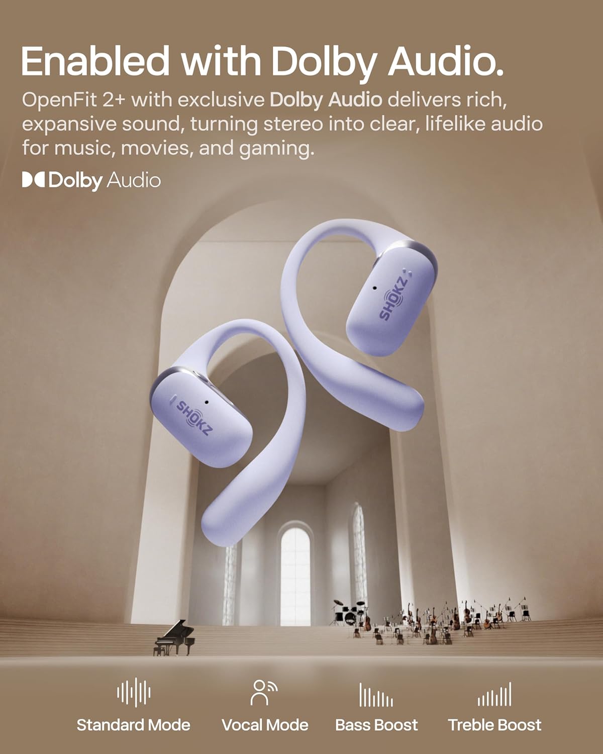 SHOKZ New OpenFit 2+ Open-Ear Headphones,Dolby Audio Enabled,Comfortable Earbuds with Soft Ear Hooks,48H Playtime,IP55 Water-Resistant,USB-C Fast Charging,Wireless Charging - Onlin...