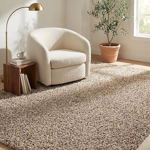 Unique Loom Solid Shag Collection Area Rug (9' x 12' Rectangle, Taupe)