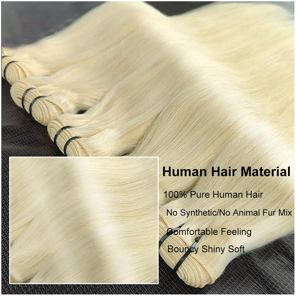 613 Bundles Blonde Bundles Human Hair 22 24 26 Inch 613 Straight 3 Bundles Human Hair 12A 100% Unprocessed Brazilian Virgin Human Hair Extensions For Black Women