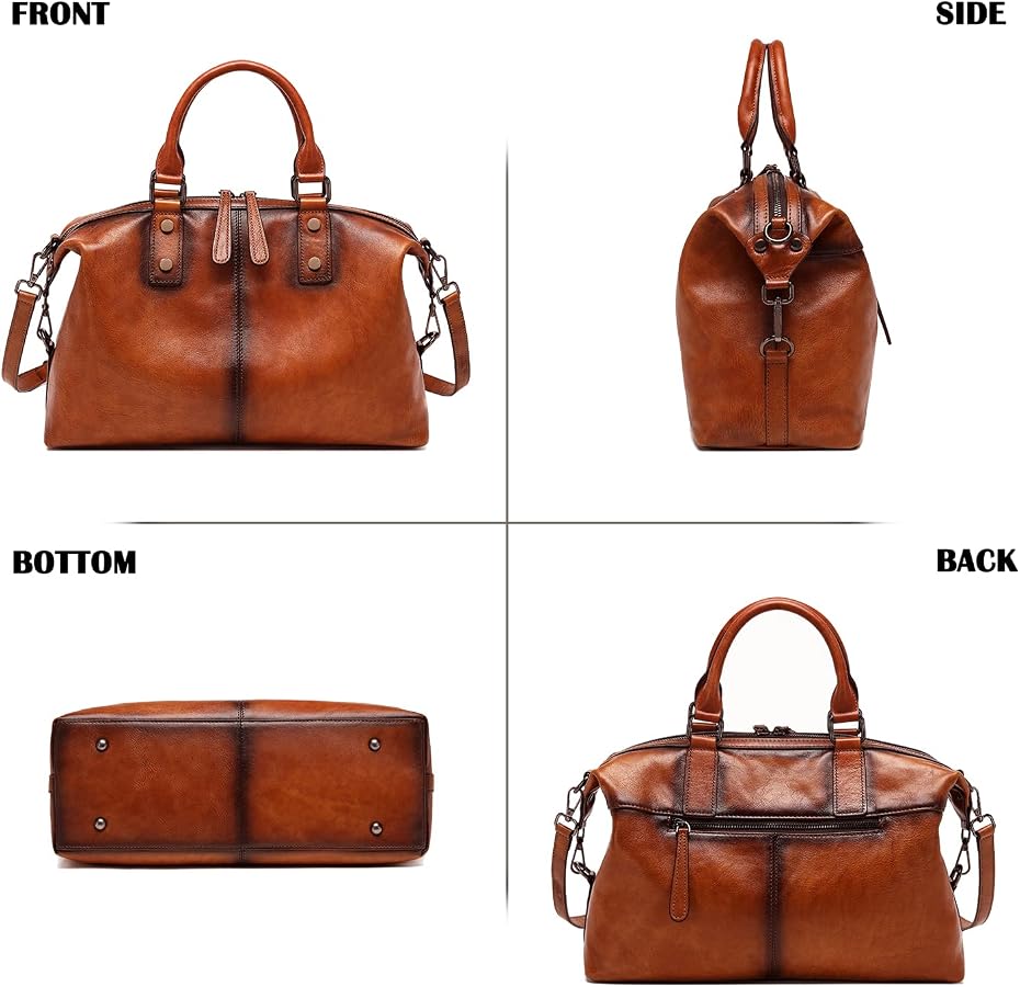 Amazon.com: Women Genuine Leather Handbags vintage purses Top
