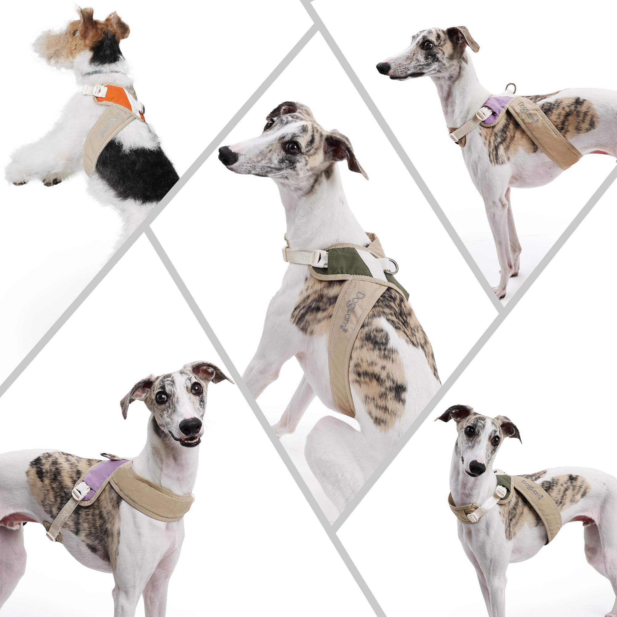 X-Back Kein-Ziehen-Hundegeschirr-Weste - Verstellbares, ausbruchsicheres Haustiergeschirr mit Rücken-Leinenclip für kleine, mittlere und große Hunde zum Spazierengehen (Beige Lila, M)