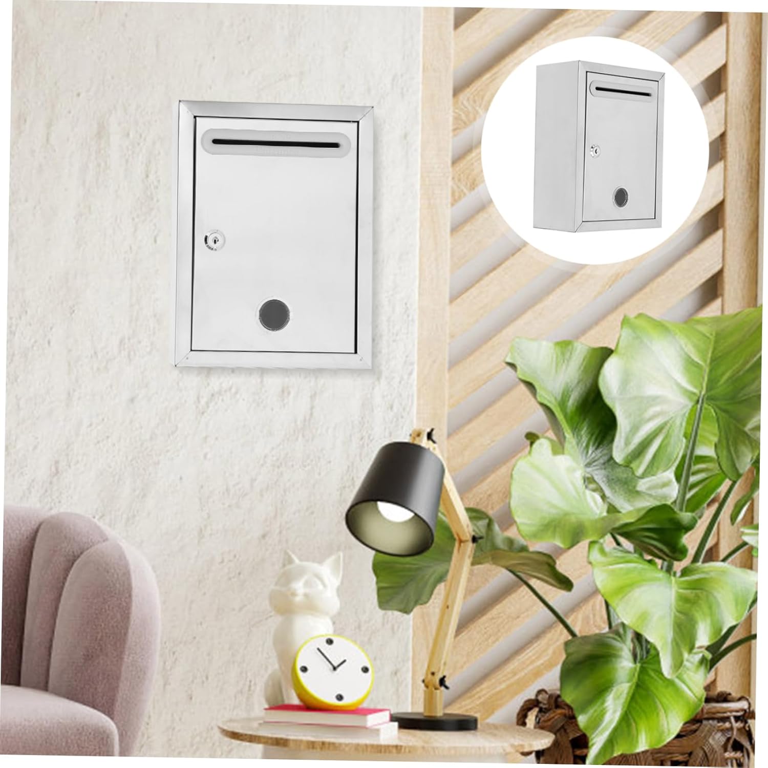 Housoutil Stainless Steel Wall Mount Complaint Mailbox with Lock Capacity Durable Suggestion Box for Outdoor Use Theft Post Box for Letters and Donations