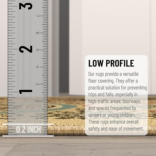 Miniatura 4 de Tapete Ottohome. Tapete con moderno diseño de cachemir, contemporáneo, color beige, con parte trasera de goma antideslizante