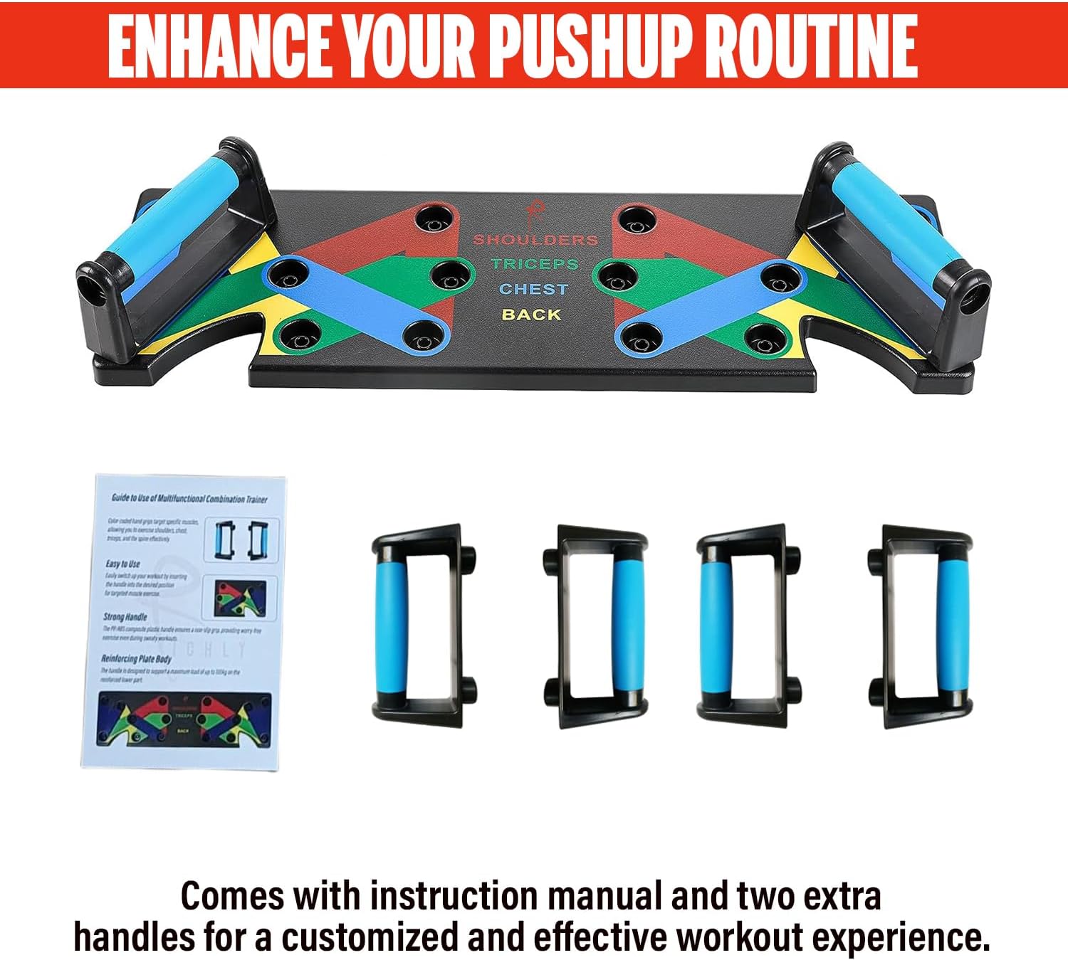 RICHLY Push Up Board 15-in-1 Multifunctional Push Up Board for Men & Women Perfect Pushup Board for Home Workouts Strength Training Equipment Ultimate Exercise Gear