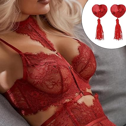 2 Paia Copri Capezzoli A Forma Di Cuore Con Nappa - Silicione Adesivo, Riutilizzabili