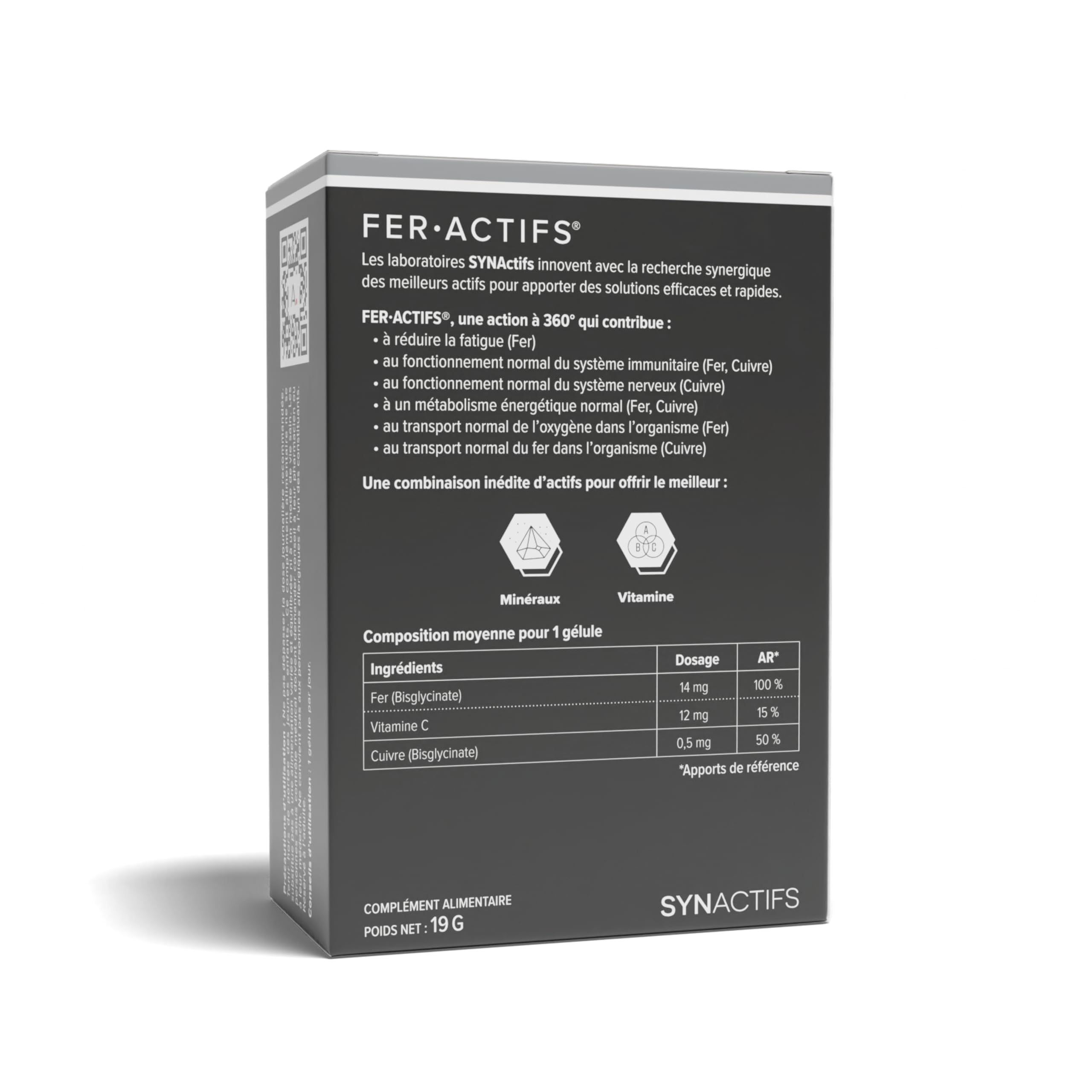 ARAGAN - Synactifs Lot de 2 Feractifs - Complément Alimentaire Anti-Fatigue - Tonus et Vitalité - Fer Bisglycinate, Cuivre et Vitamine C - 120 gélules - 4 mois de prise - Fabriqué en France