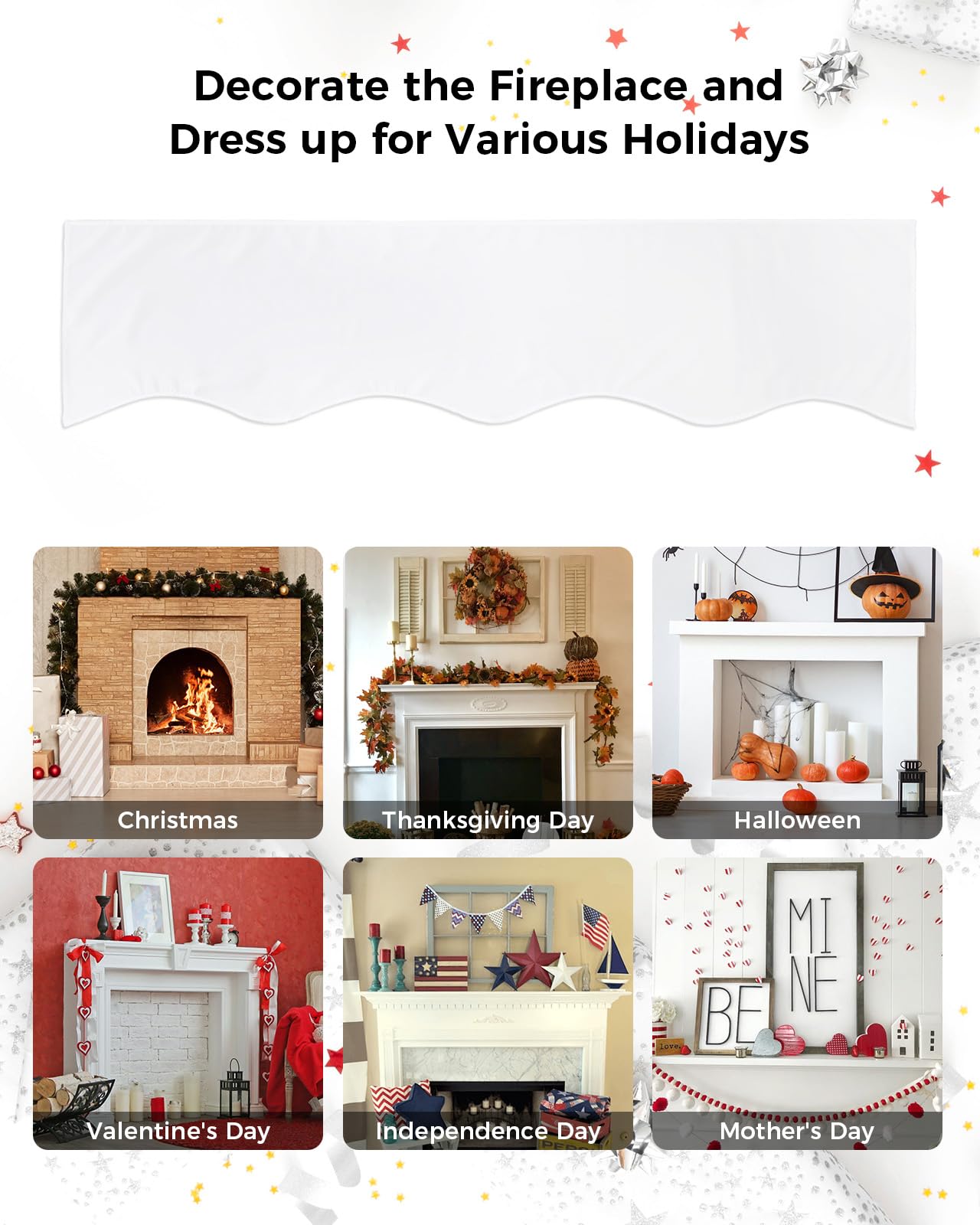 Amazon.com: TweetyBed Christmas Fireplace Scarf Pure White Mantle