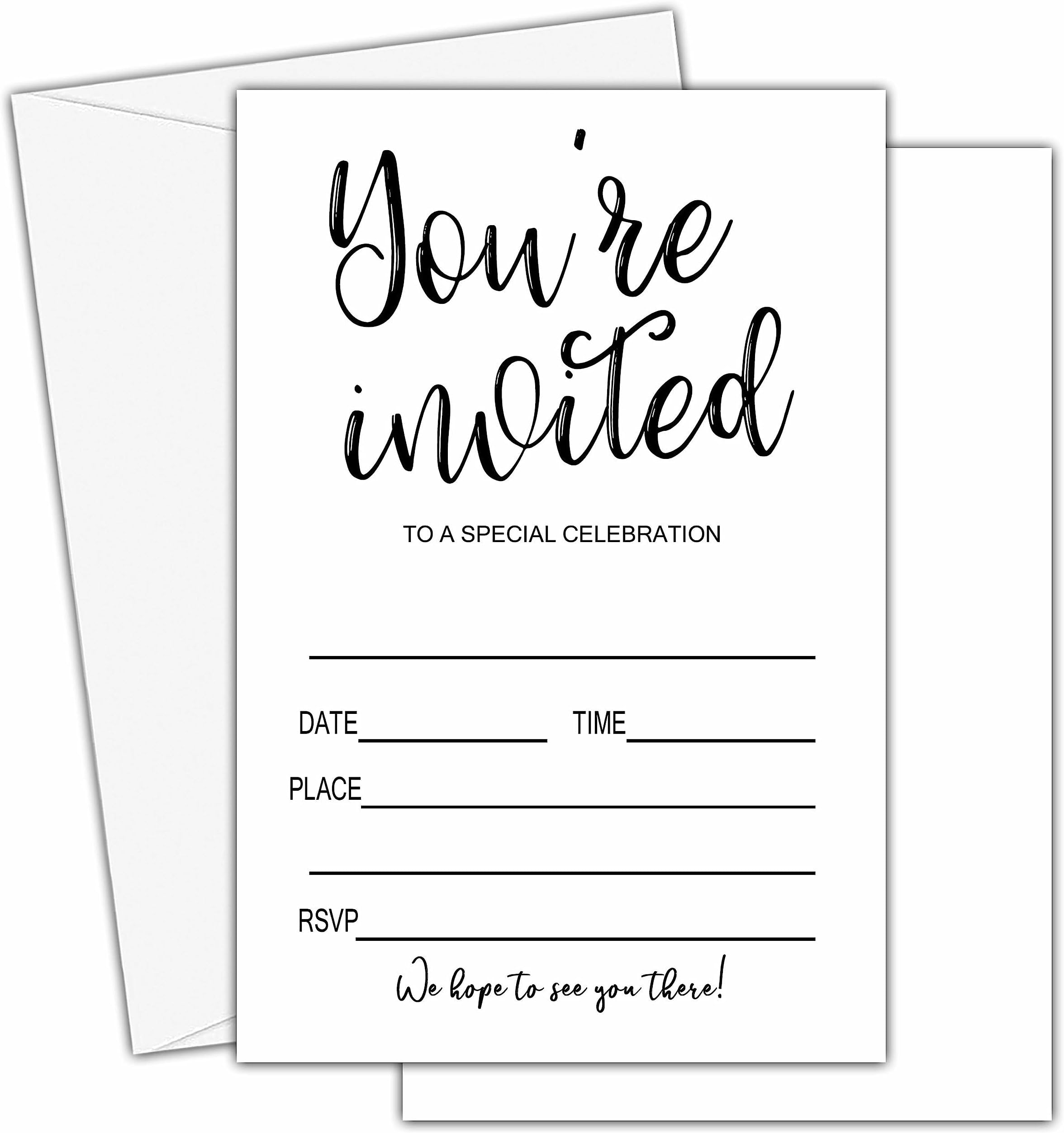 Minimalist Birthday Invitations, 20 Simple Style Invite Cards with Envelopes, Birthday Party Celebration Supplies-A13