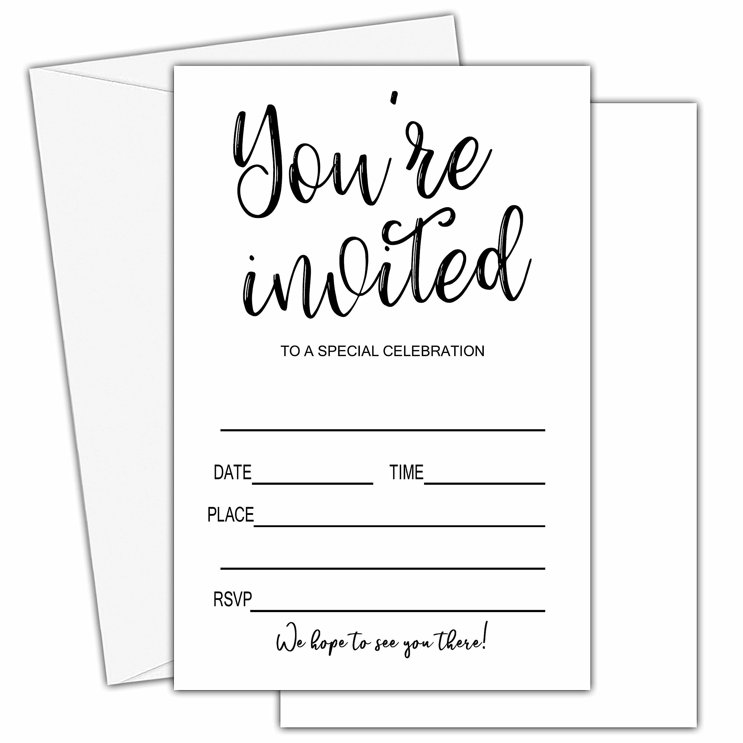 Minimalist Birthday Invitations, 20 Simple Style Invite Cards with Envelopes, Birthday Party Celebration Supplies-A13