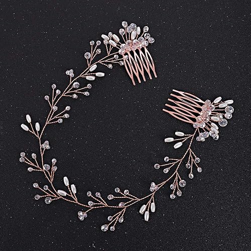 Miniatura 6 de fxmimior Accesorios para el cabello de la novia conjuntos de aretes de vid de cristal diadema de boda peine de pelo de fiesta de noche aretes y